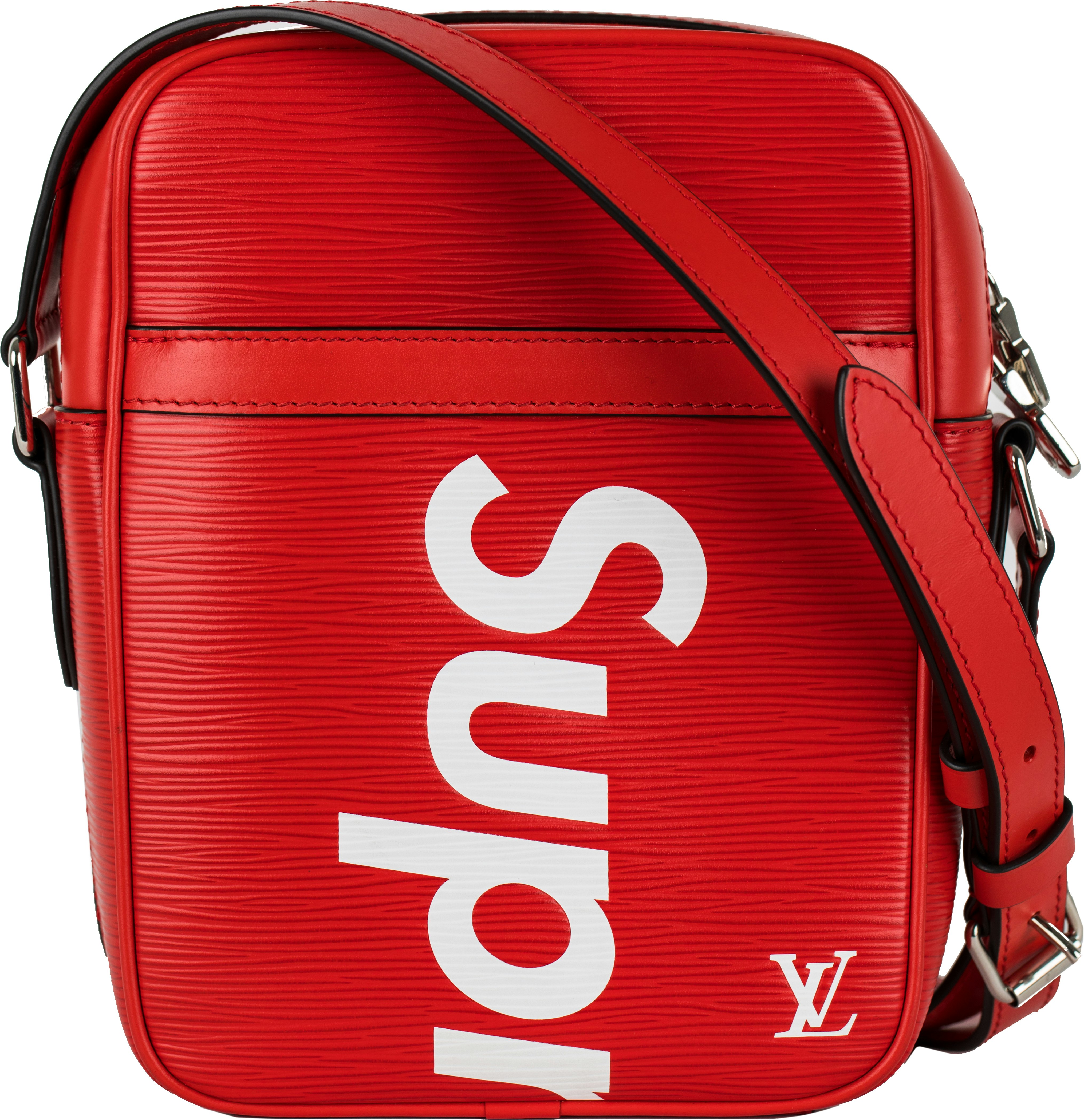 Louis Vuitton X Supreme Red Epi Leather Keepall 45cm Bandouliere Shoul